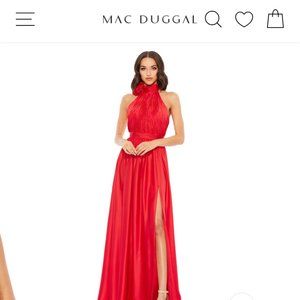 MAC DUGGAL ROSETTE HALTER DRESS